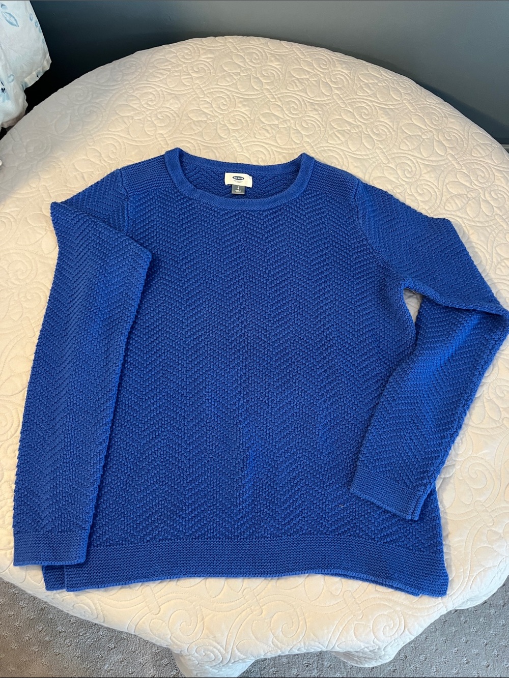 Old Navy Cobalt Blue Chevron-Texture Crewneck Sweater